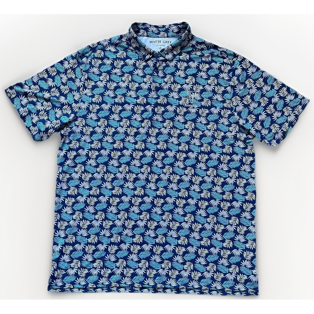 Matte Grey Golf Polo Shirt XL Floral Print With TPC Scottsdale Logo